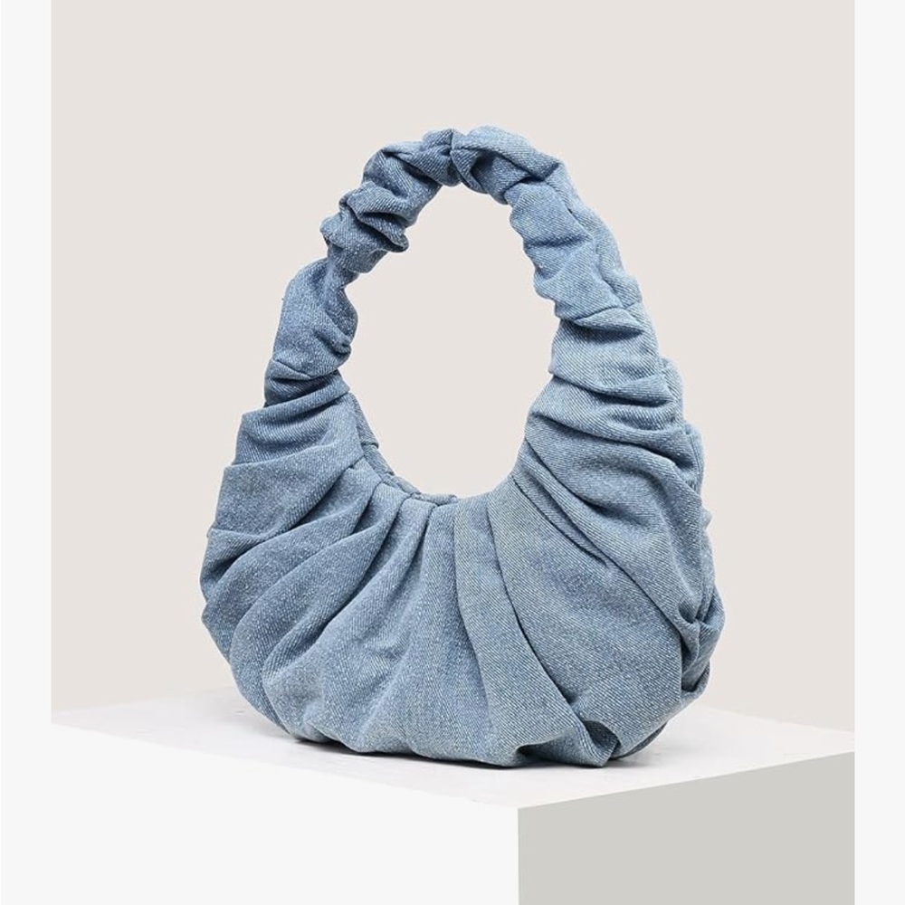 New Ruched Denim Clutch Bag